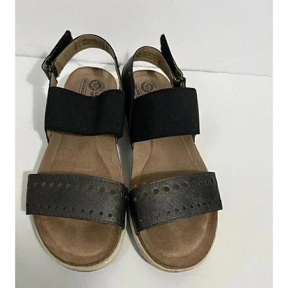 Earth Spirit Womens Sandals Metallic Gray Slingback Black Elastic Size 6 - Picture 4 of 12